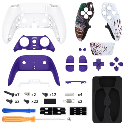 eXtremeRate Full Set Shell with Buttons Touchpad Cover Compatible with ps5 Edge Controller, Clown Hahaha Replacement Decorative Trim Shell Front Back Plates Compatible with ps5 Edge Controller - color: Clown HAHAHA