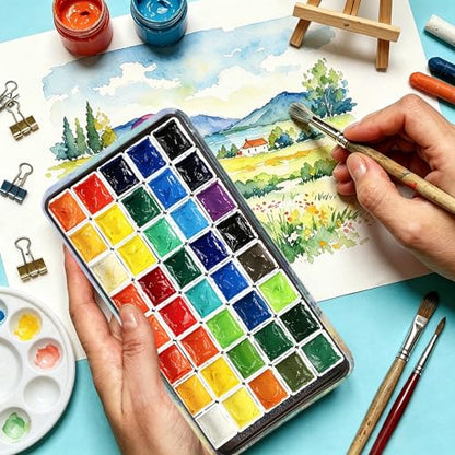 qianshan 40Pcs Empty Half Pans Watercolor Tin Palette with Magnetic Stripe - color: Wheat Field