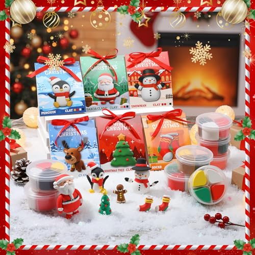 Capoda 18 Set Christmas DIY Craft Kit Christmas Air Dry Clay Kit - style: Christmas