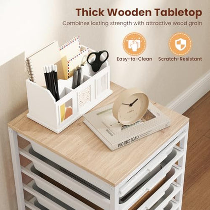 RELAX4LIFE 6-Drawer Rolling Storage Cart w/Lockable Wheels(White) - color: White, size: 22.5”H
