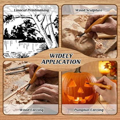 WILLBOND 5 Pcs Linocut Carving Tools Set Triangular Linoleum Various Sizes Wood Carving Knife Chisel V Shaped Tools for Linocut Printmaking Woodcarving(Slanted)