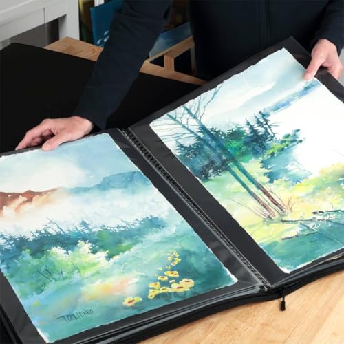Picturesque Pro Presentation Case- Professional Art Portfolio Folder for Artwork up to 18x24- Zippered Case - Archival Storage Solution w/One Removable Spiral-Bound Refill Book of 20 Clear Sleeves - size: 18x24" w/ 1 Refill