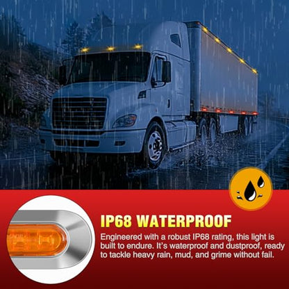 Nilight 3.7" Amber Red Oval Side Marker Light, 4 LED IP68 Waterproof - color: Amber Red 3.7" 20Pcs