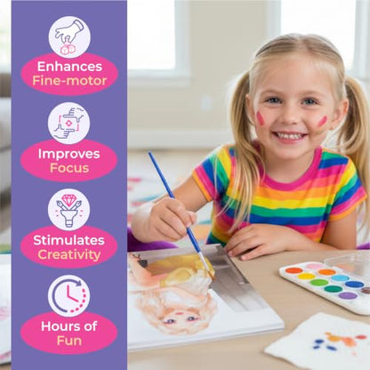 BSCOOL Watercolor Paint Sets for Kids Coloring Book Beginners. Water Color