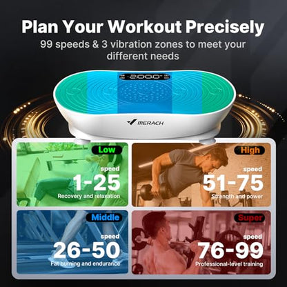 Merach V33 Pro Vibration Plate Exercise Machine with Touchscreen, 99 Speeds - color: White