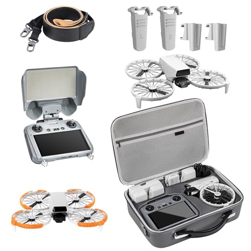 DJI Flip Accessories Bundle 5-in-1 for RC 2 Screen Controller, Portable Carrying Case for 3 Batteries, Propeller Guards, Landing Gear, Sunshade & Strap, Compatible Flip (RC 2/Combo)