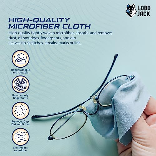 2 Steps Microfiber Cleaning Cloths: Clean and Polish | Cloth Cleaners for Eyeglasses, Camera Lenses, Cellphone and Tablet Screen (6 Pack)