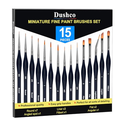 15pcs Detail Paint Brushes Set for Acrylic Watercolor & Paint by Numbers - color: Black