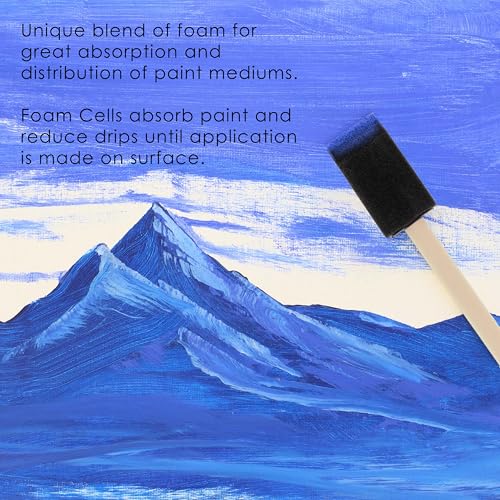 US Art Supply 1 inch Foam Sponge Wood Handle Paint Brush Set, 25-Pack