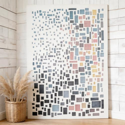 TIAMECH A4 Reusable Abstract Mosaic Square Stencil for Painting - style: Mosaic Square Grid