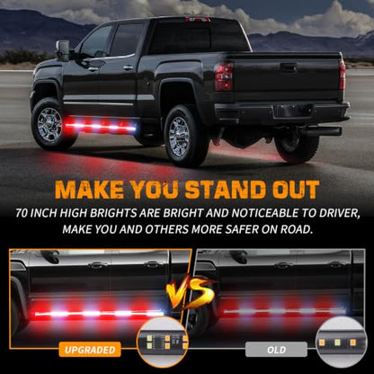 XRIDONSEN 2PCS 70 inch Running Board Emergency Lights 864 LED Strobe Lights - color: Red/White