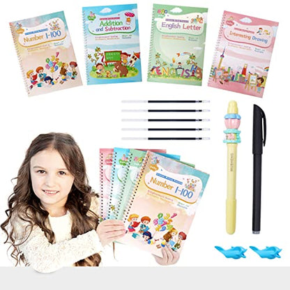 CosyCorner Magical Handwriting Workbooks Handwriting Practice Magic Copybook, Handwriting Aid Magic Pen Reusable Copybook Grooves Template Design for Children (5)