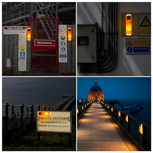 Aolyty Solar Strobe Warning Lights, Flashing Red Caution LED Beacon - color: Red