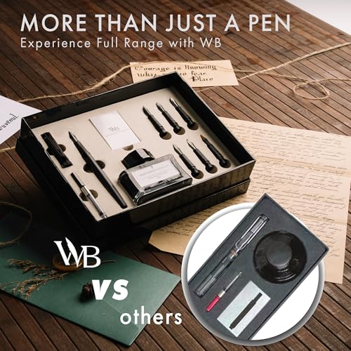 Wordsworth & Black Luxury Calligraphy Pen Set for Writing, 6 Nibs,All Black - color: All Black