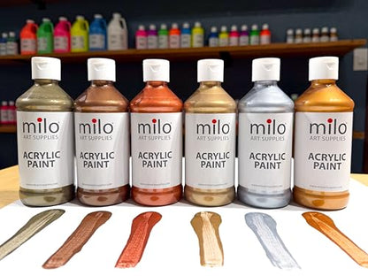 milo Metallic Acrylic Paint Set, 6 Metallic Colors, 4 oz Bottles - style: Metallic Set 6 x 4 oz