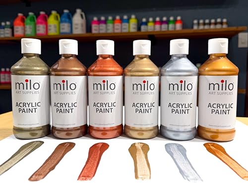milo Metallic Acrylic Paint Set, 6 Metallic Colors, 8 oz Bottles - style: Metallic Set 6 x 8 oz