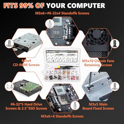 167 Pcs Computer Screw Kit, M.2 NVMe SSD Screws Set - color: 160Pcs Silver Pc Screws