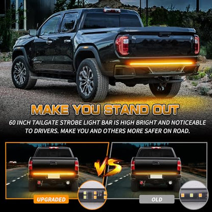 XRIDONSEN 60 inch Tailgate Emergency Lights Strip Amber Strobe Lights - color: Amber/Yellow