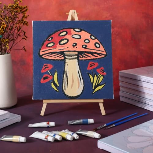 Nezyo 12 Sets Paint by Numbers with Frame for Adults, Canvas 8x8 Inch - style: Plant