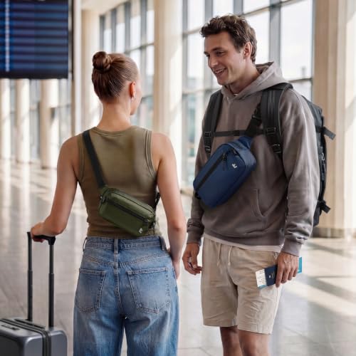 tomtoc 3.5L Sling Bag with RFID Blocking Crossbody Chest Pack for Men Women - color: Green, size: 3.5L