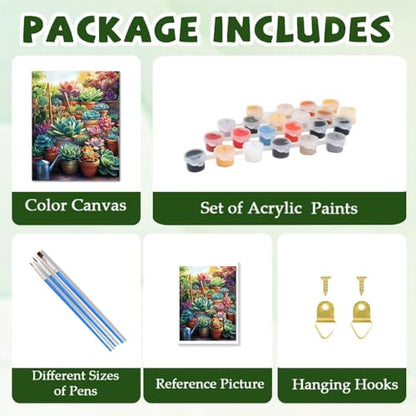 ICYANART Succulent Paint by Numbers Kit for Adults Beginner Plant Lover - color: Succulent