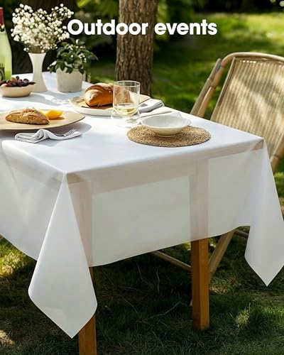 Pureegg Plastic Table Cloth Disposable 6 Pack, 54 x 108 Inch, White - color: White, size: 54" X 108" Rectangle