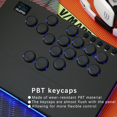 NLOFIN Leverless Arcade Stick 16Keys All-Button Leverless Controller(Black) - color: Black