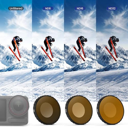 Walking Way Camera Lens Filters ND PL Set Compatible with DJI Osmo Action 4/5 Pro Accessories Kit, 4 Pack CPL ND8 ND16 ND32 Camera Lens Polarizing Neutral Density Filters Multicoated HD Optical Glass - style: CPL/ND8/ND16/ND32