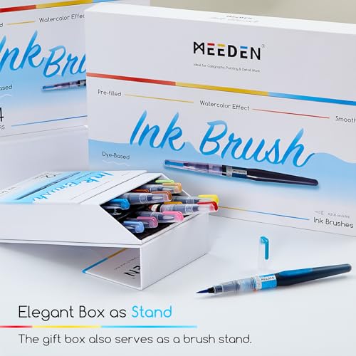 MEEDEN Liquid Watercolor Ink Brushes: 12 Colors Dye-Based - color: 12 Colors Set