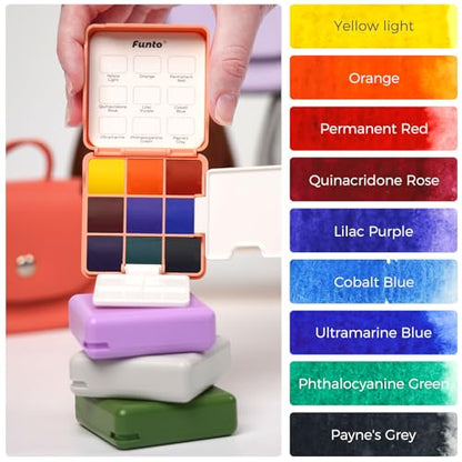 Funto Travel Watercolor Set, 9-Color Craft Kit For Kids Art Projects - style: Grey