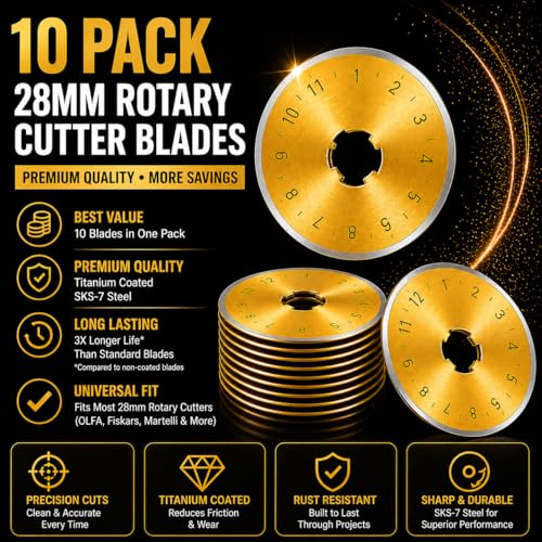 28mm Rotary Cutter Blades 10 Pack Titanium Coated - color: 28MM-10PCS