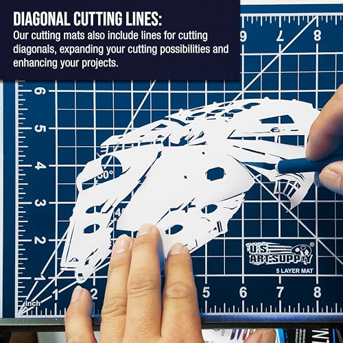 U.S. Art Supply 18"x24" Self-Healing Cutting Mat 6-Ply Pink/Blue - color: White/Blue