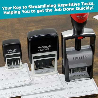 MaxMark 2000 Dater Self Inking Date Stamp - Blue - Pack of 2 - color: Blue, size: Pack of 2 - 2000