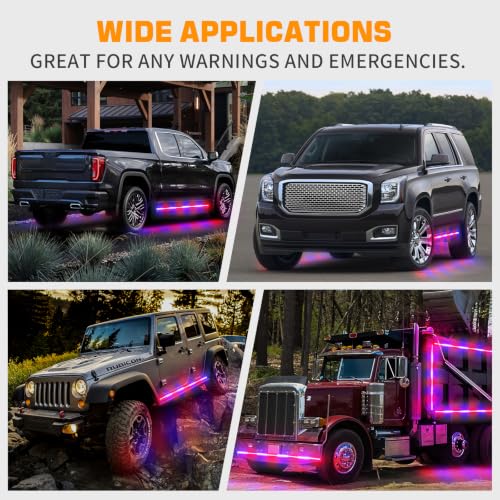 XRIDONSEN 2 Pack 70-Inch Red Blue 864 LED Running Board Strobe Lights Strip - color: Red/Blue