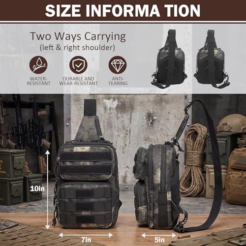 Tactical Sling Bag Backpack, RFID Blocking Crossbody Shoulder Bag for Men - color: Black CM
