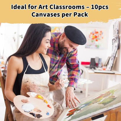 10-Pack 8x10 Stretched Canvas 100% Cotton for Acrylic & Oil - size: 10PK - 8"x10"
