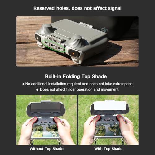 Arzroic RC Protective Sun Hood Cover with Screen Protector & Neck Lanyard for DJI Mini 3 / Mini 3 Pro/RC Controller Accessories - style: Sun Hood + Screen Protector + Lanyard