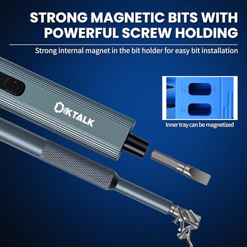 153PCS Precision Electric Screwdriver Set,Mini Magnetic Repair Kit with 140 S2 Bits,Rechargeable 3-Speed Electric Screwdriver,Manual&Electric Dual Mode,LED Light for iPhone,Laptop,PC,Electronics - color: Blue, size: Electric