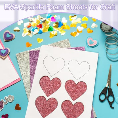 uxcell Foam Sheets 5Pcs 8x12Inch EVA Self-Adhesive Sparkle Silver Glitters - color: Silver