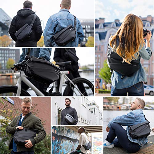 NIID R1 EDC Sling Bag for Men: 5L-6L Expandable Capacity - color: Black