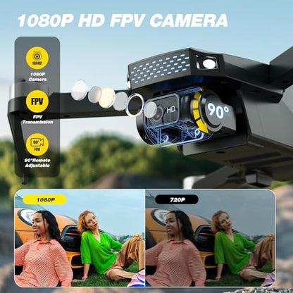 DEERC D20S Drone with Camera 1080P, Includes Extra Battery (3 Total), Up to 45 Minutes Flight Time, Foldable FPV Drone for Kids & Adults