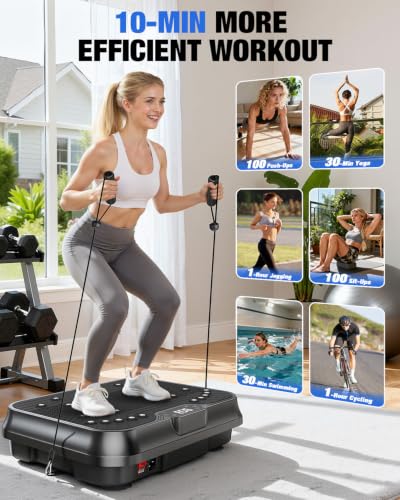Bigzzia Vibration Plate Exercise Machine for Lymphatic Drainage & Fitness - color: black
