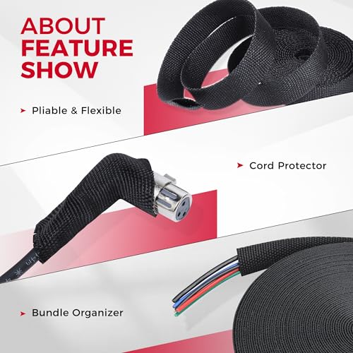 2 in 1 Heat Shrink Braided Sleeving Fabric Tubing 2"-22FT - size: 2"(50mm), style: 22FT