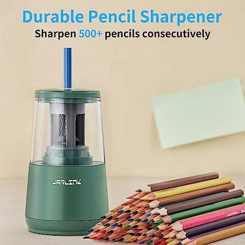 JARLINK Electric Pencil Sharpener, Heavy Duty Helical Blade, Auto Stop - color: Green