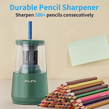 JARLINK Electric Pencil Sharpener, Heavy Duty Helical Blade, Auto Stop - color: Green