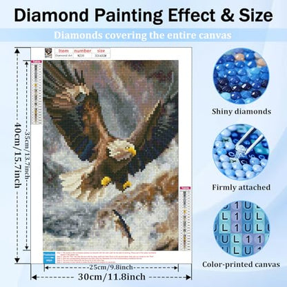 XTCIXAL Diamond Art Kits for Adults, Eagle Diamond Painting, 12x16 Inch - color: 14-Eagle