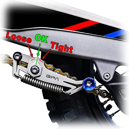 BPA–Racing Motorcycle Chain Slack Adjuster Tool - Innovative Chain Tensioner Tool For Easy, Quick & Precise Chain Slack Adjustment- Chain Alignment Tool (Blue) - color: Blue