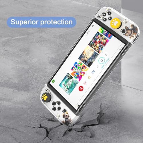 NANANINO Protective Case for Switch OLED – Cute Hard Shell with Kickstand, Screen Protector & 2 Thumb Grips – All-In-One Dockable Cover for Girls, Compatible with Switch OLED Console - color: Dog
