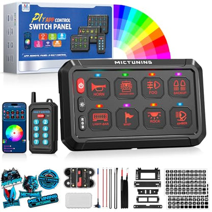 MICTUNING P1Y 8 Gang Switch Panel, Remote and APP Control, Up to 230FT - size: RGB 8 Gang(APP+Remote Control)