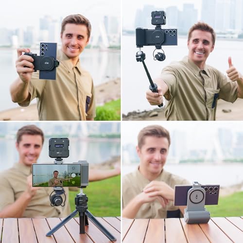 Phone Camera Grip with Remote Control for Smartphones Vlog Shooting - color: Clip on Phone Camera Grip Black